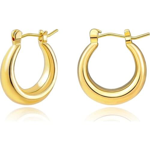 14K Gold Plated Chunky Hoop Earrings for Women Small Gold Hoop Earrings Chunky Hypoallergenic Cute Hoop Earrings for Girls
