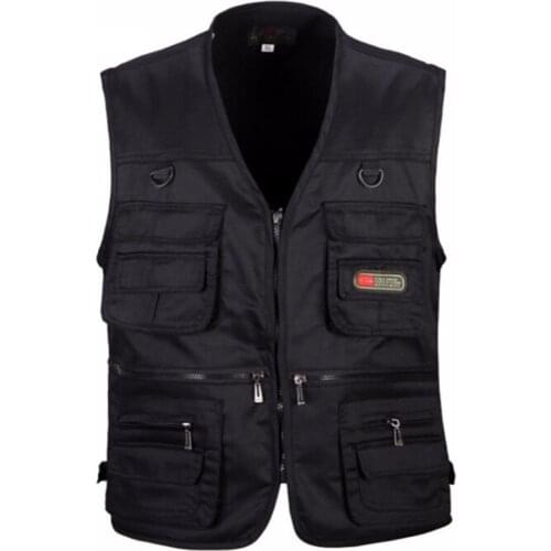 Men Cotton Multi Pocket Vest Summer New Male Casual Thin Sleeveless Jacket With Many Pockets Mens Photographer Baggy Waistcoat