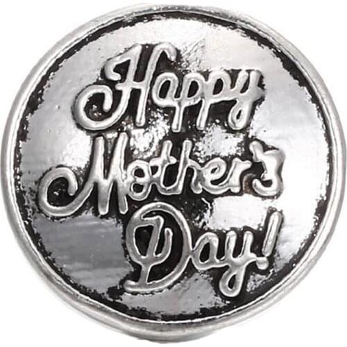 10pcs/lot New Snap Jewelry Happy Mothers Day i Love MOM 18mm Snap Buttons Jewelry fit Snap Bracelet Necklace Mothers Day Gift