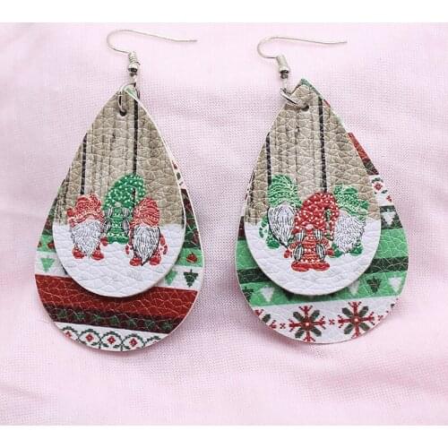 2020 Fashion Womens Teardrop Christmas Drop Earrings Classic PU Leather Big Earrings For Women Multicolor Girls Jewelry Hot