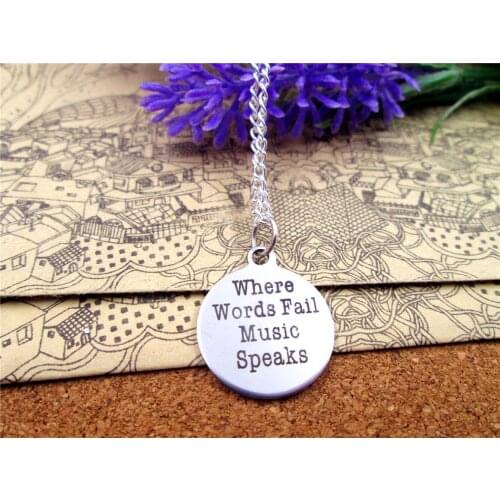 3pcs/lot Fashion stainless steel necklace "where words fail mus speaks" Pendant necklace Jewelry Gift more style for choosing