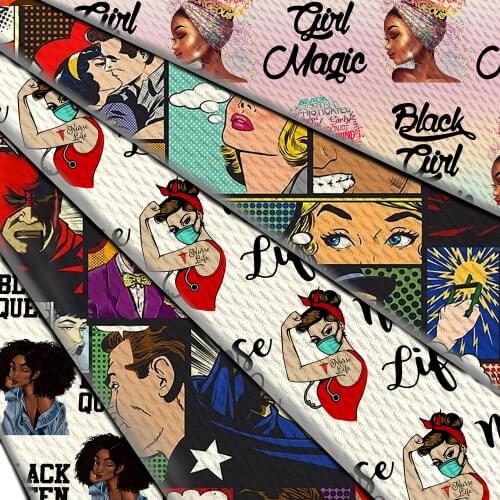 50*145cm Black Girls Queens Bubble Knit Bullet Textured Liverpool Fabric for Sewing Needlework DIY Dress Cloth