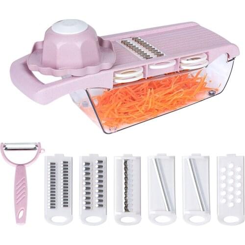 6pcs Multifuction Vegetable Cutter Kitchen Accessories with Steel Blade Manual Potato Peeler Carrot Cheese Grater Slicer