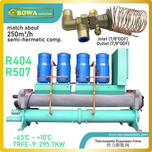 75HP MLBP R404a TEV has excellent stable superheat during the evaporating temperature in compressor racks or screw compressors