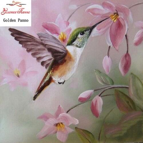 Full square diamond embroidery handmade natural hummingbird flower embroidery mosaic cross stitch home decoration stitch