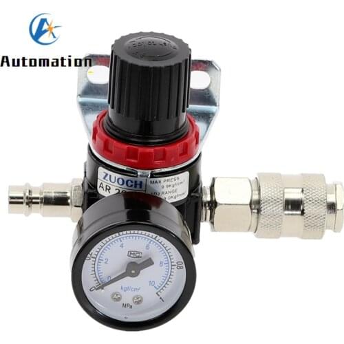 AR2000 1/4" Thread BSP Pneumatic Air Compressor Pressure Regulator Reduction Valve 4MM 6MM 8MM 10MM 12MM Connector Fittings