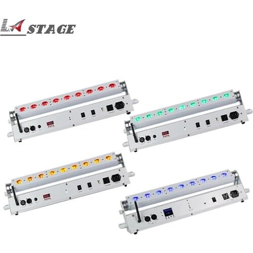 Free Shipping 4pcs/lot 9x18W 6IN1 RGBWA UV Wireless DMX Battery Powered Uplight LED Wall Washer Light For Wedding Stage Disco