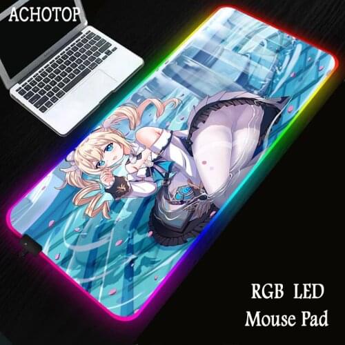 Genshin Impact Kawaii RGB LED Large Gaming Mouse Pad USB Wired LED Lighting Colorful Luminous Mousepad desk pc accessories