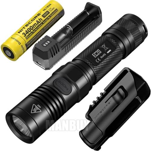 NITECORE EC20 Flashlight +18650 Rechargeable Battery+ UI1 charger + NTH10 Holder CREE XM-L2 LED Outdoor Camp Torch Free Shipping