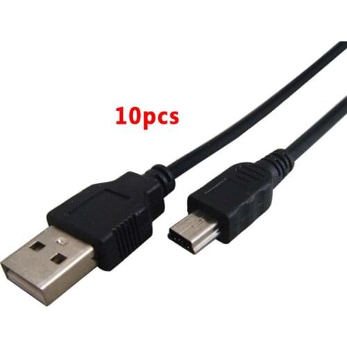10pcs USB2.0 Type-A to Mini-USB 5-Pin B Male to Male 5pin Data Sync Cable Charge Charging Cord Line for Camera MP3 MP4 MP5