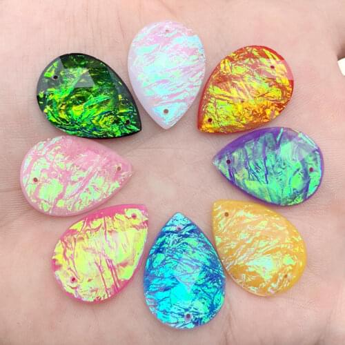 18*25mm Flat back Resin Tear drop Stones and crystals sewing Rhinestone applique DIY Wedding decorate 12pcs HE05