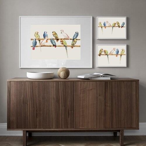 Parrot Variety in Vintage Style Animal Wall Art Canvas Painting Nordic Posters and Prints Wall Pictures for Living Room Decor