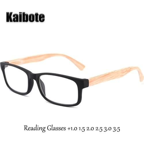 Kaibote E195119 Classic Reading Glasses Rectangular for Men Women Frame Wood Designe Presbyopic Magnifier Eyeglasses Unisex