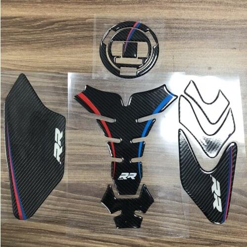 Fuel Tank Pad Kit Sticker Tank Side Oil Gas Cap Cover Protector 3D Carbon Fiber Motorcycle Decal For BMW S1000RR S1000R HP4