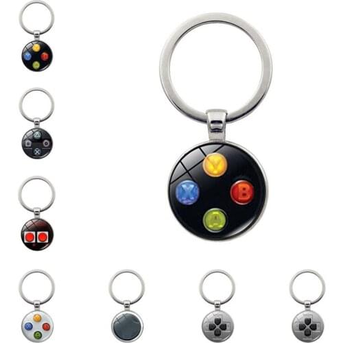 WG 1pc Fashion Game Controller Time Gem&stone Metal Keychain Keyring Pendant Key Ring Key Holder for Women Car Bags Accessories