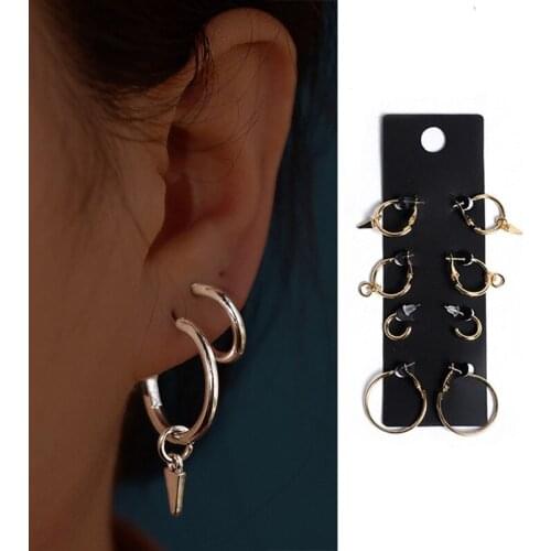 Fashion Round Hoop Earrings Set For Women Geometric Gold Metal Circle Hoop Earrings Brincos 2021 Trend Jewelry Gift