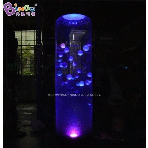 Customized 1.8 Meters Height Grabbing Ball Games Inflatable Transparent Column Tube for Decoration Light-up Toys BG-Q0020