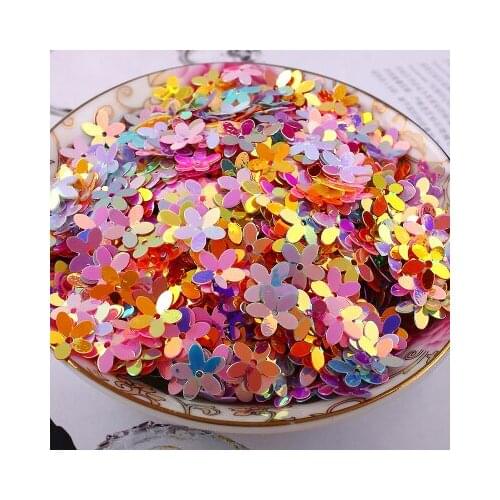 30g/lot PVC Sequins 10mm Flower With 1 Center Hole Plum Blossom Cup Loose Sequins Shining Mix Colors Confetti
