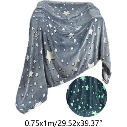 3Sizes Glow in The Dark Throw Blanket Double -Sided Flannel Fleece Sherpa N58C