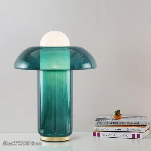 Postmodern Minimalist Green GlassTable Lamp LED Bedroom Decor Lighting Fixtures Living Room Study Bedside White Ball Desk Lamp