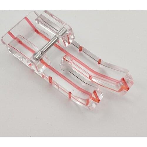 1Pcs Top Quality Center Line DIY Sewing Foot for Household Multifunction Sewing Machines Plastic Clear Red Line Presser Foot