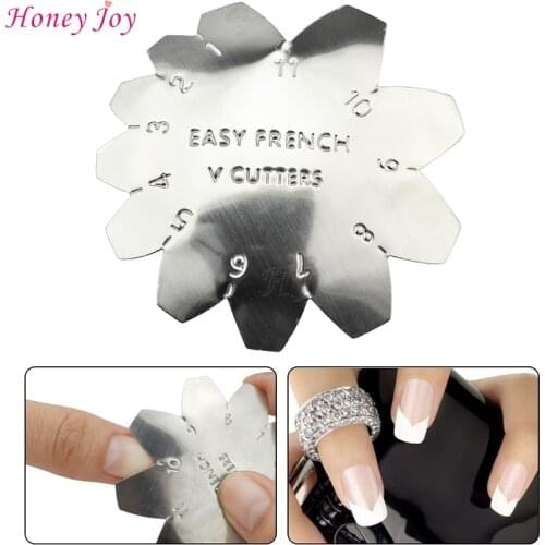 Pro 1-11 Sizes V Shaped Cutter French Manicure Nail Art Tool Poly Tips Pink White Trimmer UV Gel Nail Polish French Nail Tools