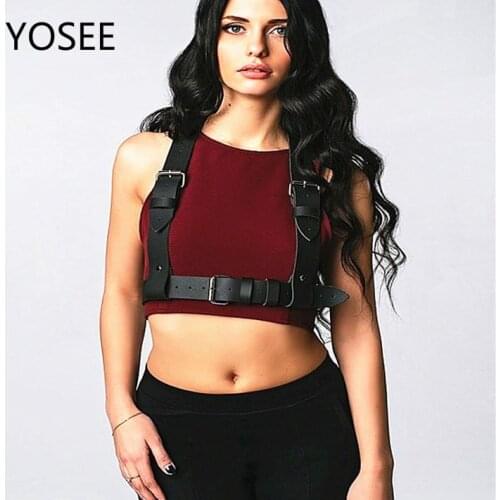 YOSEE Dark Goth Joker Strap Belt New Women Handmade Leather s Body Large Double Ring Chain Jewelry