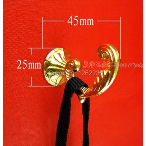 45*25mm Gold Tone Metal coat hook wall door closet mounted bag clothes hanging hook