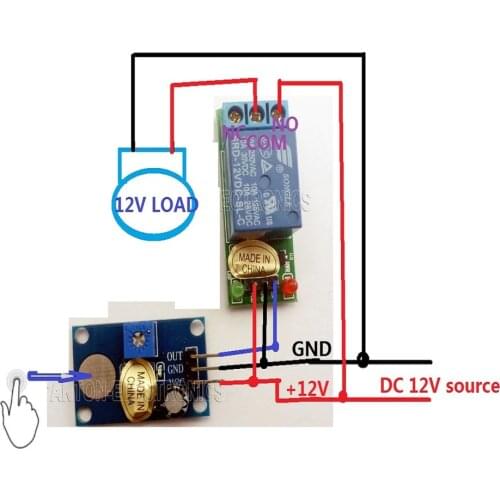 TB409*1+TB408*1 DC 12V Trigger Touch Sensor Key Adjustable Time Delay Relay Switch Kit for LED Motor Car
