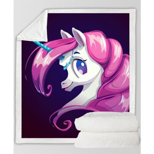 Cute Color Unicorn 3D-Printed Woolen Blanket Bed Thick Quilt Fashion Sheet Sherpa Throw Blanket Adult Child Thickened Blanket