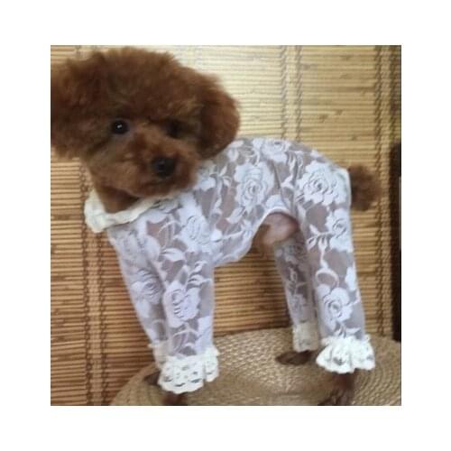 Pet supplies Sunscreen Dust clothes Dog clothes Spring summer Long-sleeved four-legged lace shirt clothing