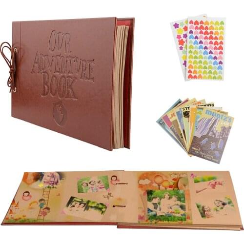 Vintage 80 Pages Kraft Paper Sheets Card Set Our My Adventure Book Album With Handmade DIY Tool Photo foto Scrapbook Photo Album