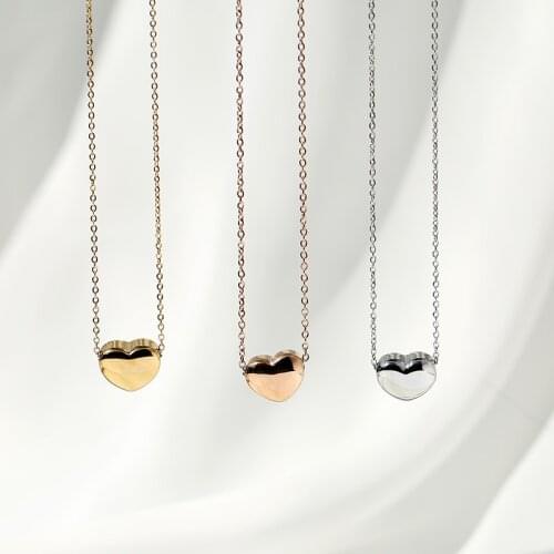 YUN RUO New Arrival Rose Gold Color Simple Heart Pendant Necklace Fashion Titanium Steel Woman Jewelry Never Fade Wholesale 2018