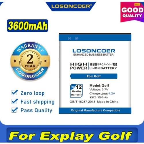 100% Original LOSONCOER 3600mAh For Explay Golf Battery