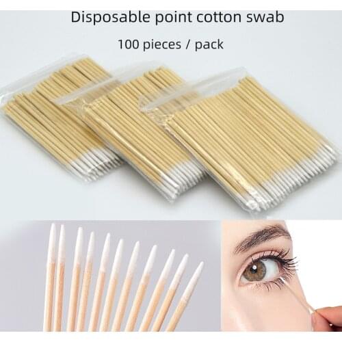 200pcs Wooden Cotton Swabs Stick for Ears Cleaning Eyebrow Lips Eyeliner Tattoo Makeup Cosmetics Tools Jewelry Clean Sticks Buds