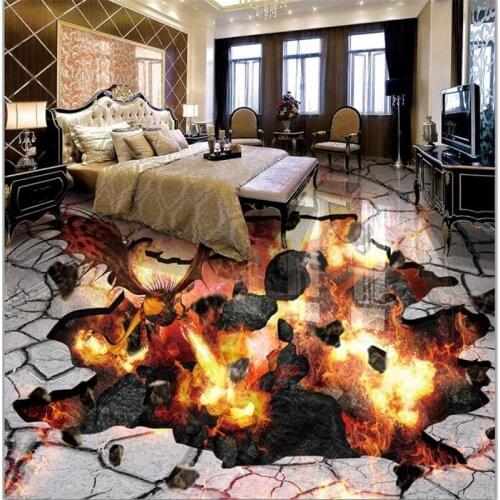 Wellyu Custom Floor Trim Painting 3D Spritz Fire Spitfire Flames Crack flooring self-adhesively drew papel de pared 3d wallpaper
