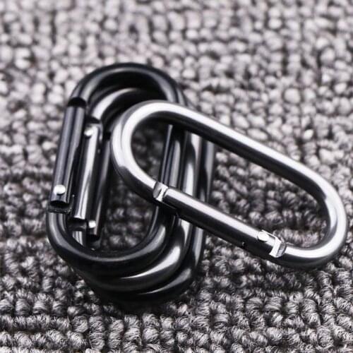 5Pcs Black Oval Hanging Metal Buckle Spring Keychain Clip Hook Carabiner Hanging Buckle Hook for Camping Fishing Hiking