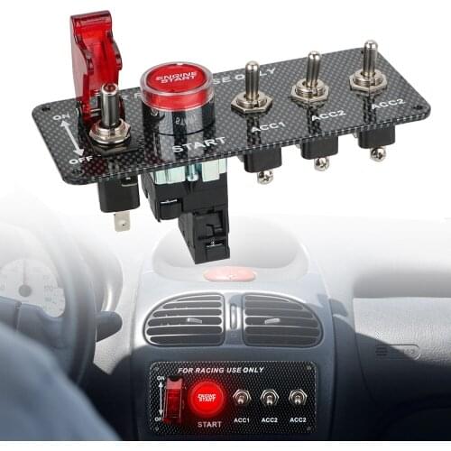 Car accessories 12V LED Ignition Switch Panel Carbon Fiber for Racing Car Engine Start Push Button LED Toggle Switch