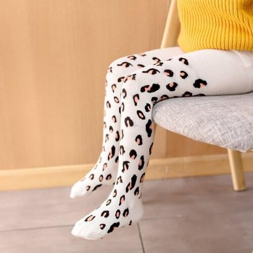 Children Stockings 2019 Spring Autumn New Arrival Baby Girls Print Leopard Socks Tight 100% Cotton 5 Colors 2-10yrs Hot Sale