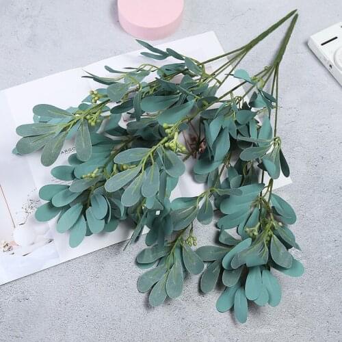Home Indoor Decorative Artificial Silk Jujube Leaves Plant Leaf Branch Stem Faux Leaves Artificial