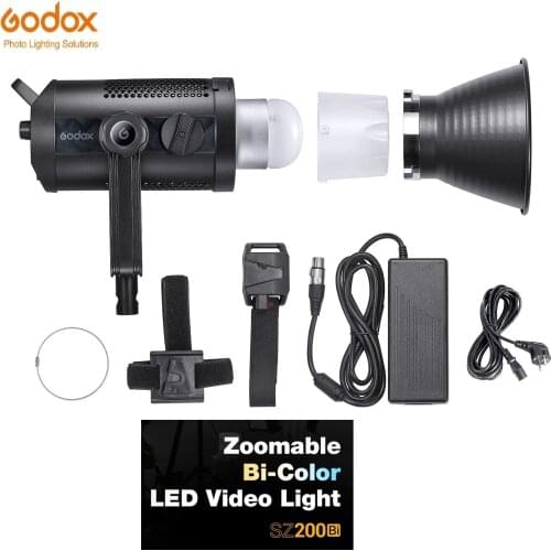 Godox SZ200Bi LED Zoomable Photography Light 200W Bi-Color 2800-6500K Dimmable Brightness With Bowens Mount Reflector