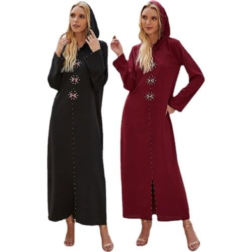 Eid Dubai Abaya Hijab Dress Moroccan Kaftan Jellaba Women Diamond Long Sleeve Muslim Party Gown Robe Arabic Islam Turkey Clothes