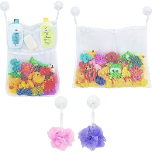 Creative Folding Eco-Friendly 35X35cm Kids Baby Bathroom Mesh Bag Child Bath Toy Storage Bag Organiser Net Suction Baskets