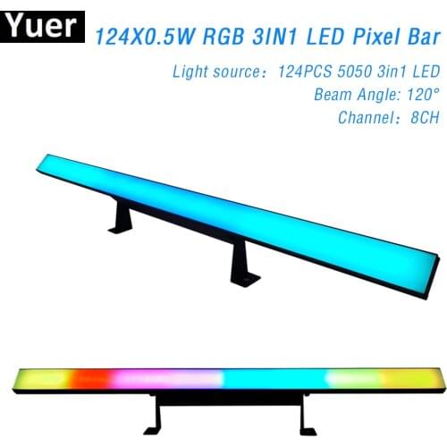 LED Pixel Tube DMX 512 Control 124X0.5W 5050 RGB 3IN1 DJ Stage Led Bar Light For Disco Party Wedding Show Wall Wash Beam Light