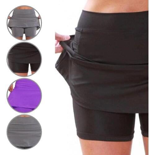 Leggings Skirt Elastic Waist Quick Drying Above Knee Yoga Shorts Skirt for Sports