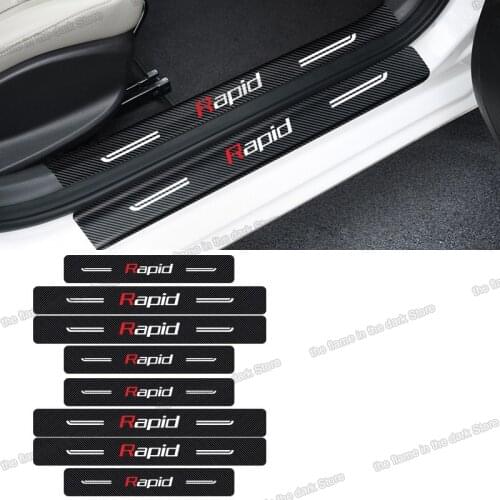 Lsrtw2017 Fiber Leather Door Sill Cover Thresold Sticker Anti Scratch for Skoda Rapid 2012-2020 Accessories Auto Protector