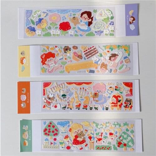 Korean Ins Cartoon Ballet Girl Cute Stickers Blingbling Diy Children Interesting Paster Stationery Kawaii Decorative Sticker