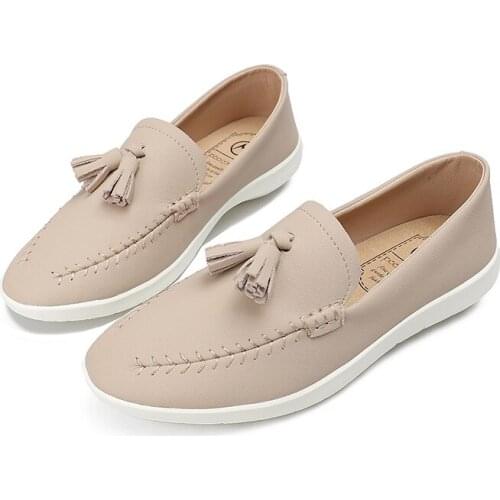 Womens Shoes Fashion Women Flats Genuine Leather Loafers Womens Moccasins Flats Ladies Shoes Female Slip On Ballet Flat Shoes
