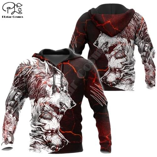 PLstar Cosmos Animal Hunting Wolf Tattoo Hunter Camo Autumn Tracksuit Harajuku 3DPrint Men/Women Streetwear Hoodies Pullover N15