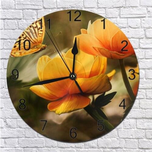 Butterflies 25CM/10inch Wall Clocks Decorative Numeral Digital Dial Mute No Ticking Sound Battery Operated Clocks Home Kitchen